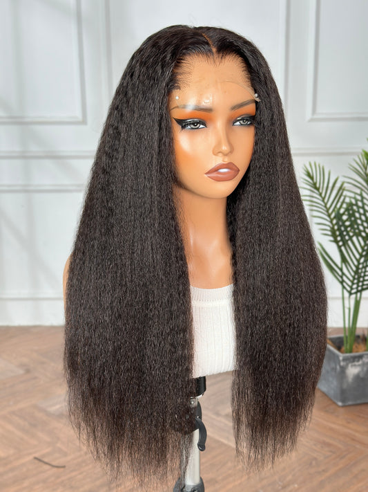 LuxRoot Hairline Wig-Kinky Straight 5*5 Closure HD lace 20 inch Natrual Black Color