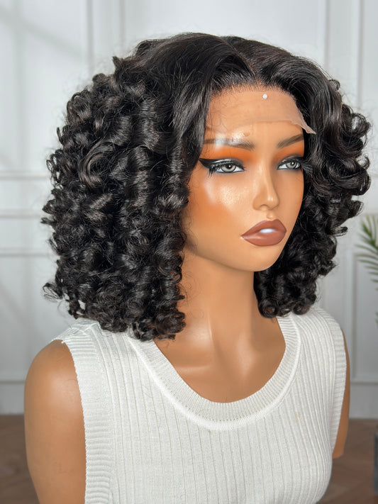 Long Lasting Rose Curl Premium Virgin hair 4*4 Closure lace 12 inch Natural Black Color