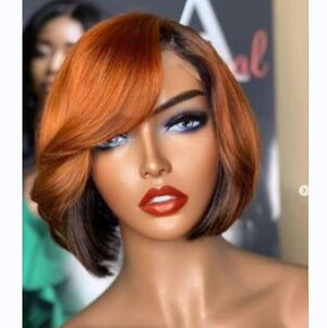 Customize Wigs 4x4 Lacw Super Double Drawn Pixie Cut Colored Bob Wig