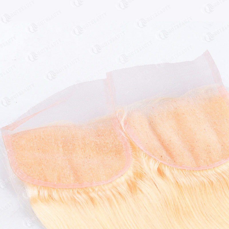 613 Blonde Straight Virgin Human Hair 4x4 Lace Closure Free Part