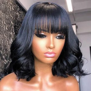Glueless Closure Lace Wig with Bangs