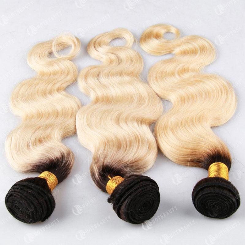 Hot Beauty Hair 1B/613 Ombre Blonde 3 Bundles Virgin Human Hair Body Wave