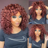 Reddish Purple Brown Curly Bang Wig