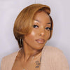Ombre Brown Color Pixie Cut Lace Closure Wig With Dark Roots