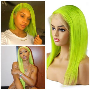 NeonGreen Bob Wig Frontal Lace 100% Virgin Human Hair