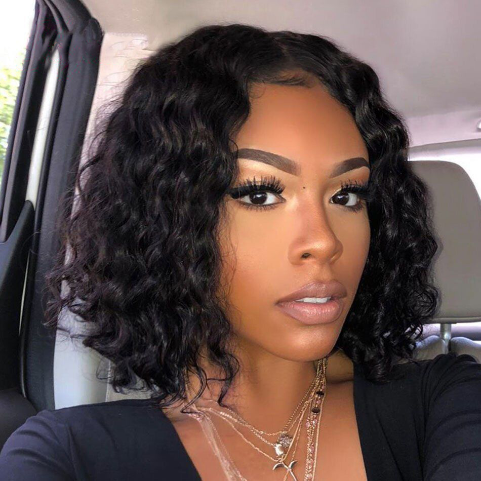 Natural Black Color 4X4 Closure Water Wave wig