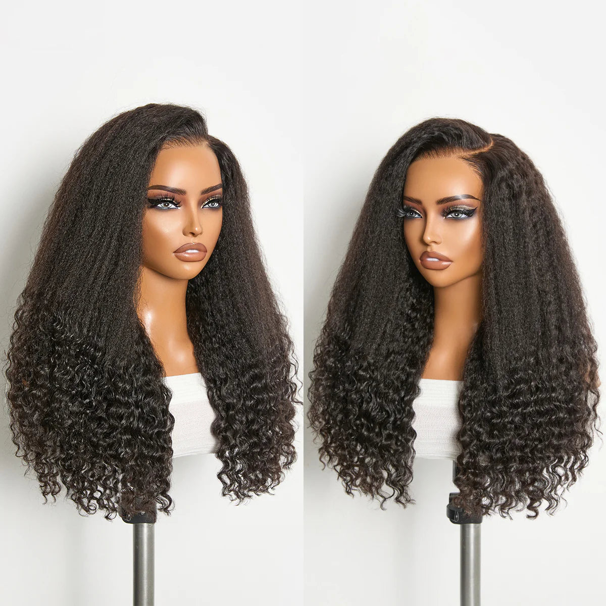 Dual Curl-KKS and Waterwave mix curl 20inch 5*5 closure HD lace Glueless Wig Pre Cut Lace