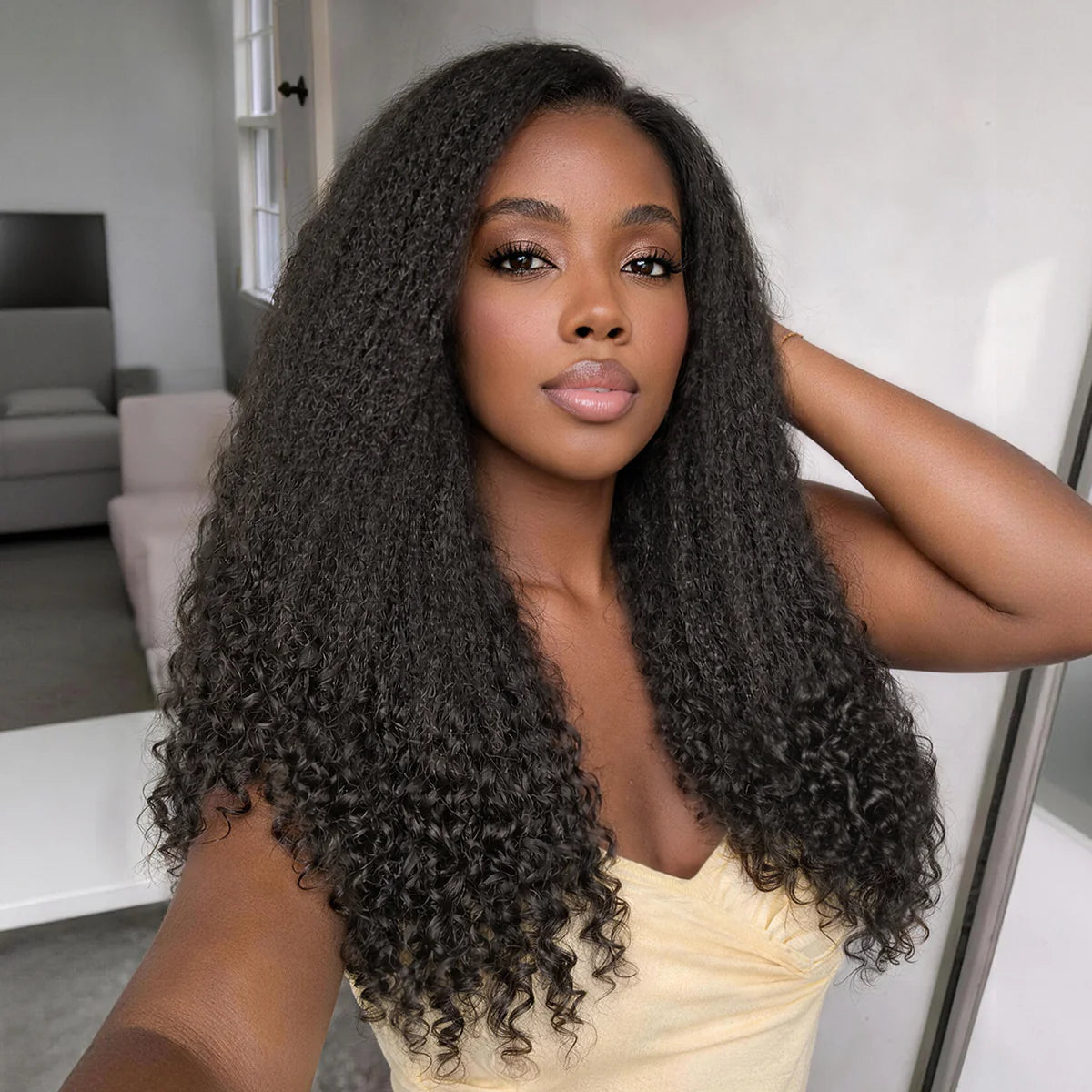 Dual Curl-KKS and Waterwave mix curl 20inch 5*5 closure HD lace Glueless Wig Pre Cut Lace