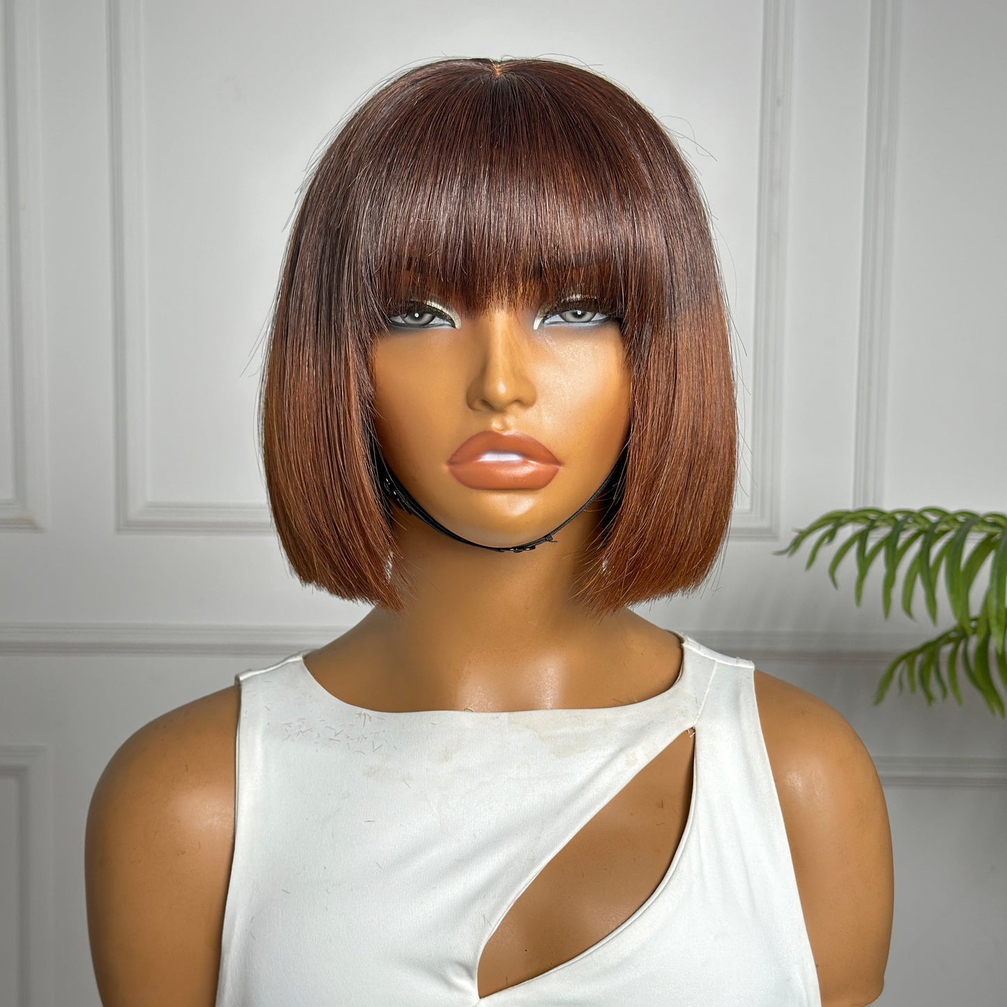 Bone Straight Natural Color With TB4 Color Top Bob Wig With Bangs
