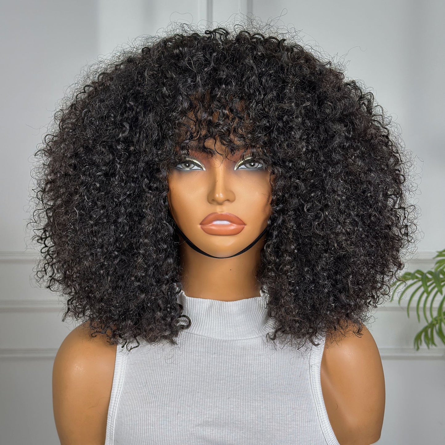 Customize Wigs Fringe Burmese Curl Natural Black