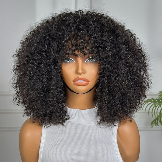 Customize Wigs Fringe Burmese Curl Natural Black