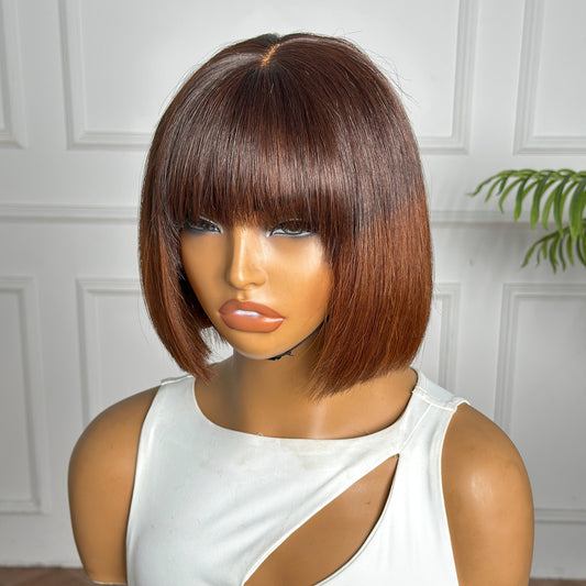 Bone Straight Natural Color With TB4 Color Top Bob Wig With Bangs