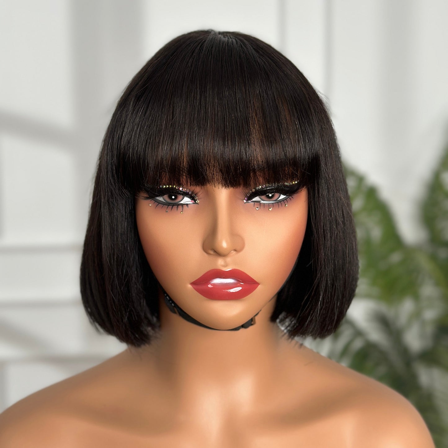 Bone Straight Natural Color With TB4 Color Top Bob Wig With Bangs