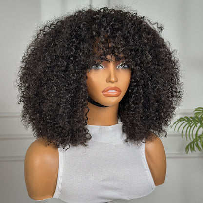 Customize Wigs Fringe Burmese Curl Natural Black
