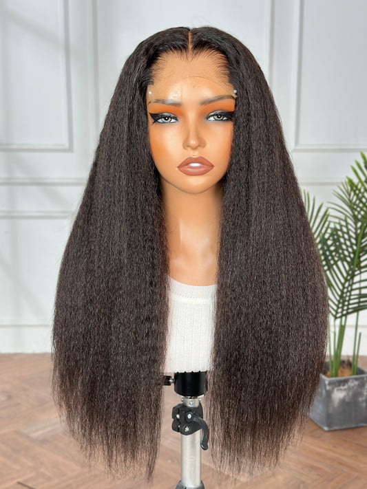 LuxRoot Hairline Wig-Kinky Straight 5*5 Closure HD lace 20 inch Natrual Black Color