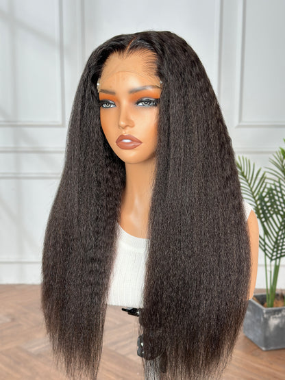 LuxRoot Hairline Wig-Kinky Straight 5*5 Closure HD lace 20 inch Natrual Black Color