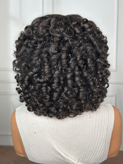 Long Lasting Rose Curl Premium Virgin hair 4*4 Closure lace 12 inch Natural Black Color