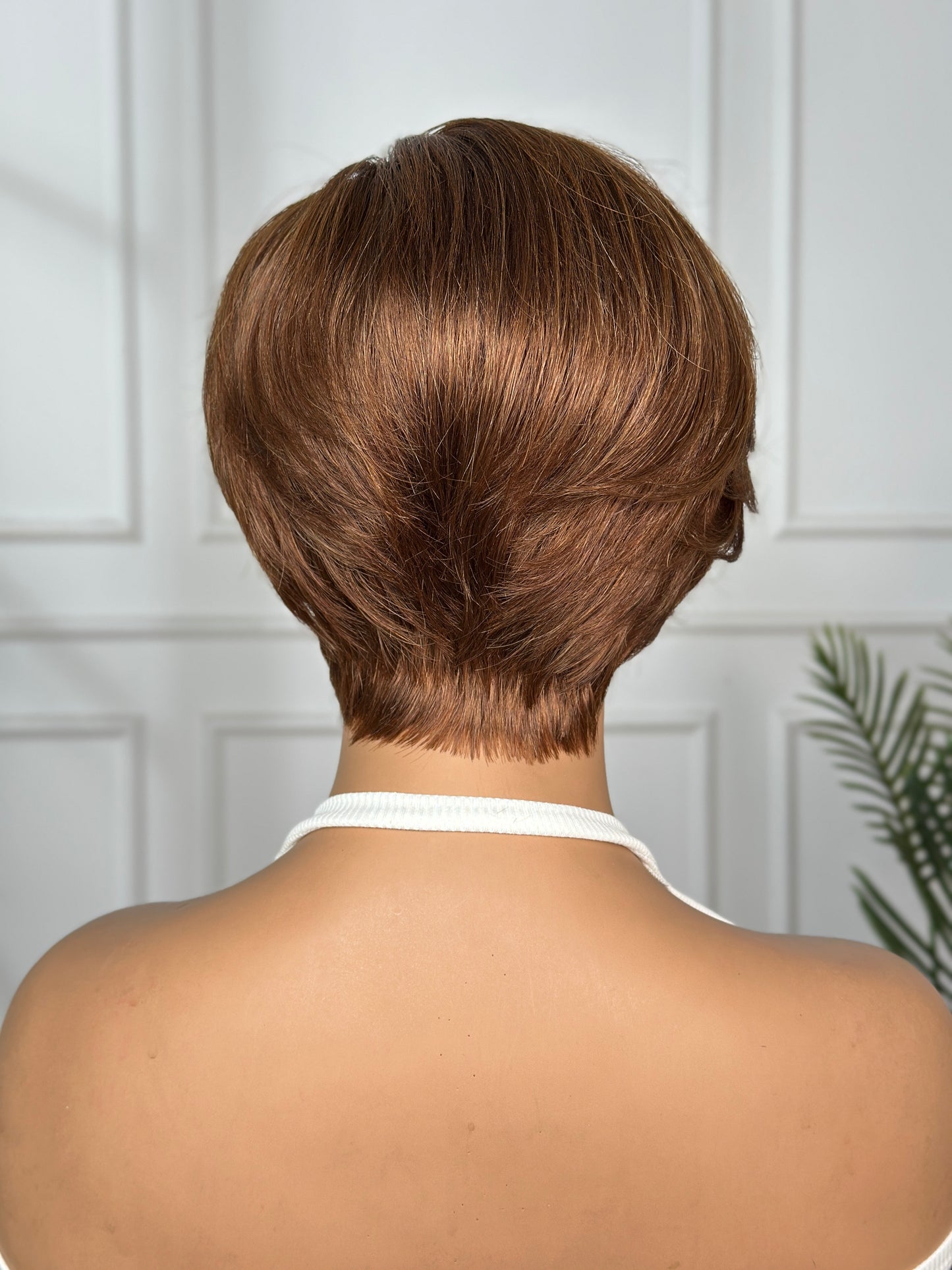 Pixie Cut Pro Wig-Layer Cutting Pixie Mni T lace 6 inch Brown Color