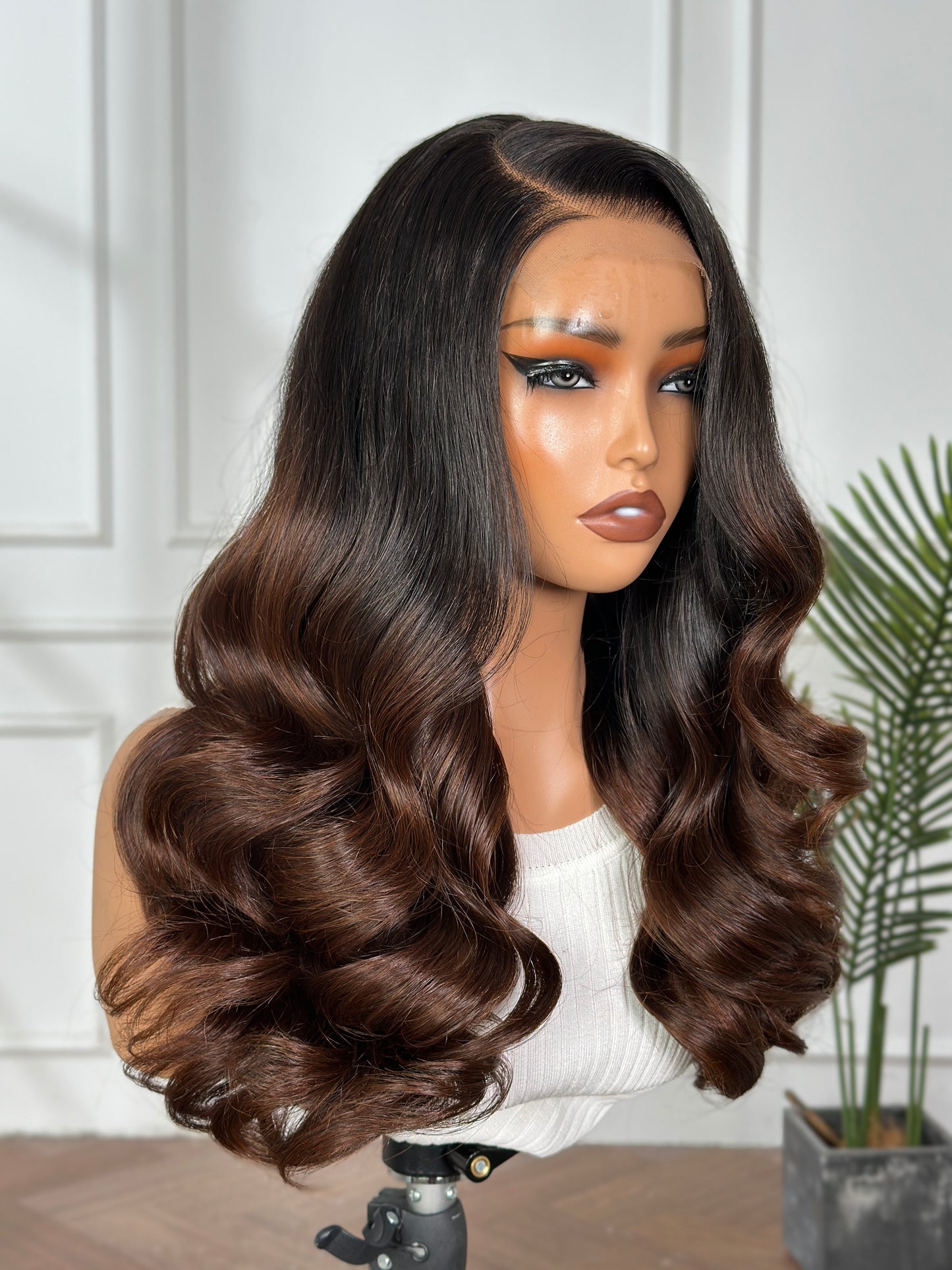 Premium Super double Drown Loose Wave Bouncy 5*5 Closure HD Lace 18 inch Brown Color