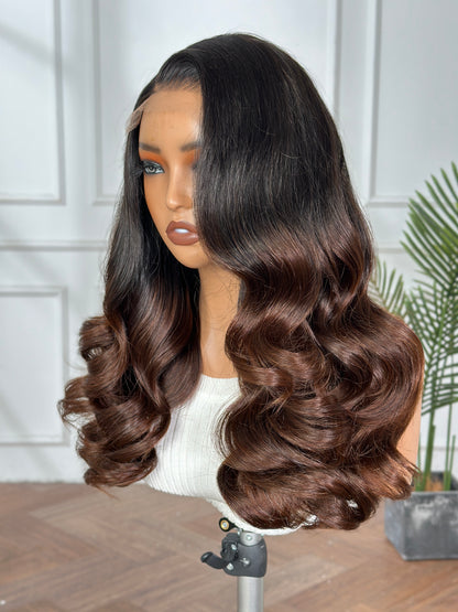 Premium Super double Drown Loose Wave Bouncy 5*5 Closure HD Lace 18 inch Brown Color