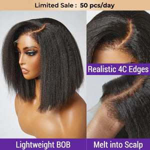 4C-Edge Kinky Staight C-Closure Transparent Lace wig