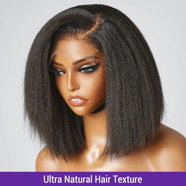 4C-Edge Kinky Staight C-Closure Transparent Lace wig