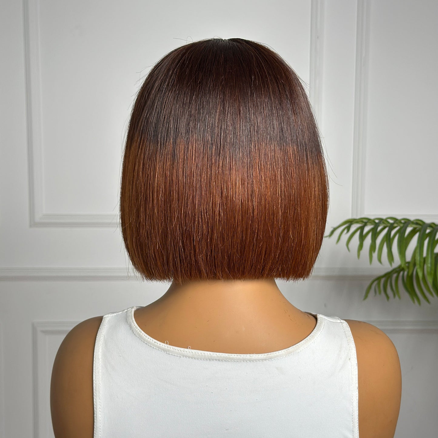 Bone Straight Natural Color With TB4 Color Top Bob Wig With Bangs