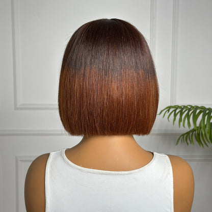 Bone Straight Natural Color With TB4 Color Top Bob Wig With Bangs