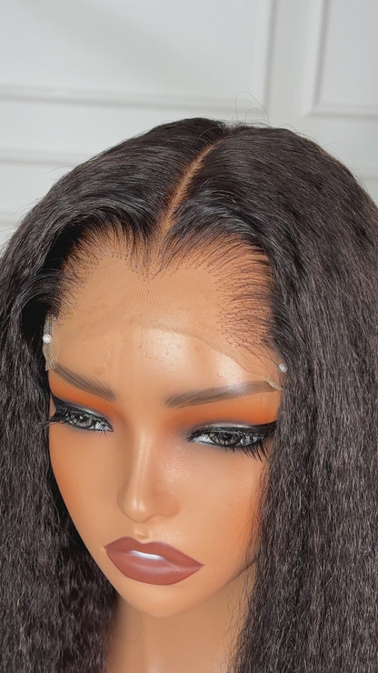 LuxRoot Hairline Wig-Kinky Straight 5*5 Closure HD lace 20 inch Natrual Black Color