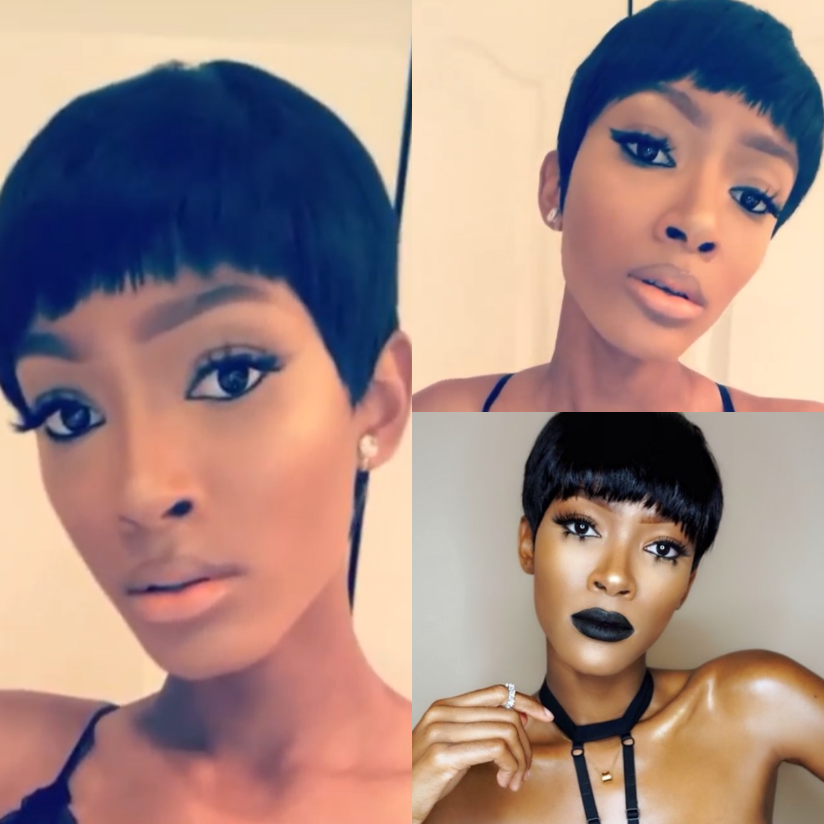 Short Pixie Cut Virgin Hair Bob Wig With Full Bangs