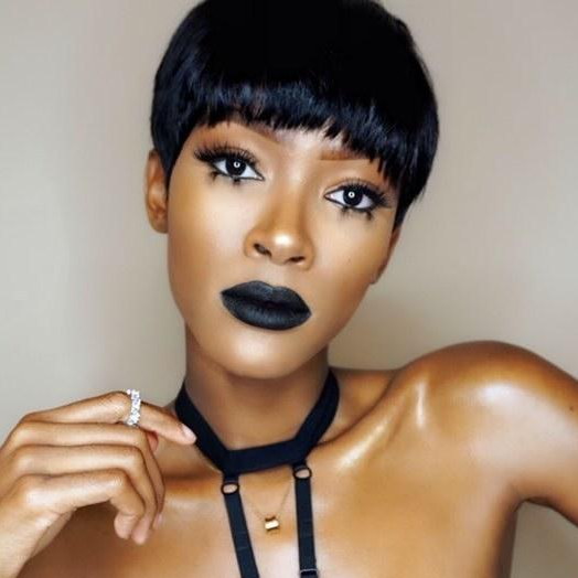 Short Pixie Cut Virgin Hair Bob Wig With Full Bangs