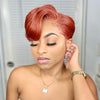 Fabulous Paprika Color Short Pixie Cut T part Frontal Lace Wig