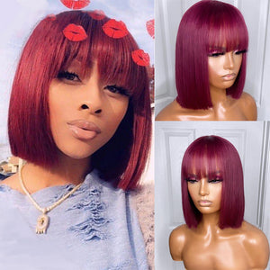 99J Color Glueless Bob Wig With Bang