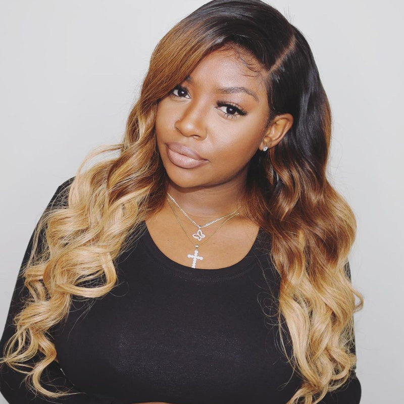 Ombre Color High Density Frontal Lace Wig Loose Wave