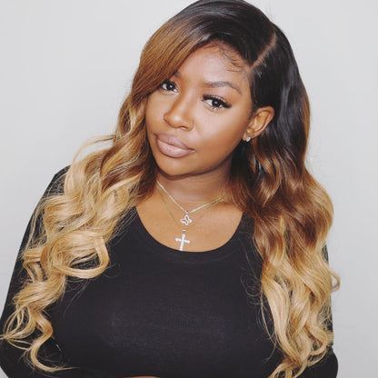 Ombre Color High Density Frontal Lace Wig Loose Wave