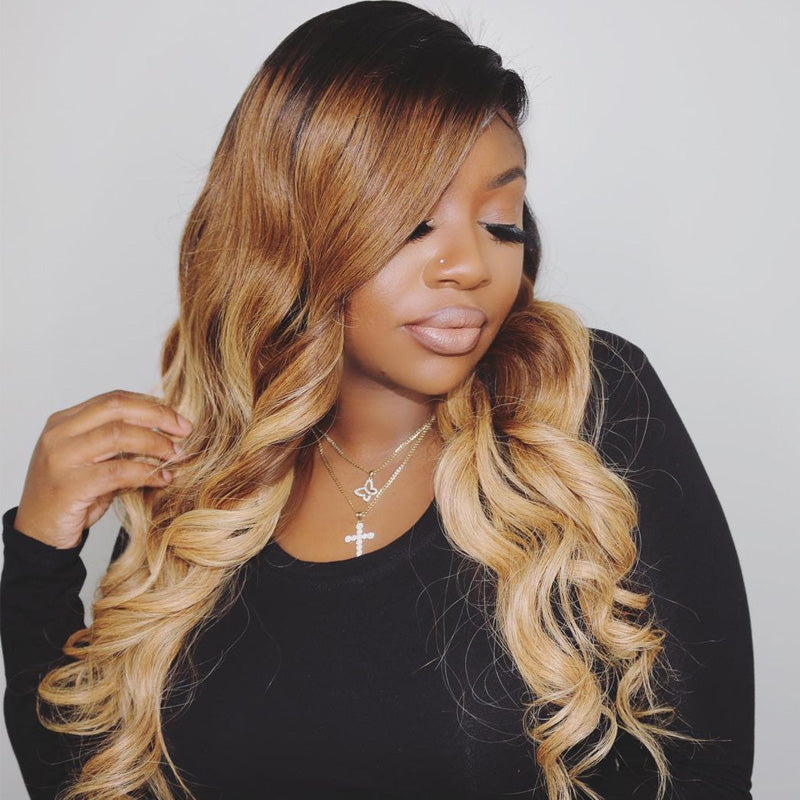 Ombre Color High Density Frontal Lace Wig Loose Wave
