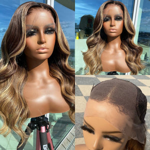 Balayage Highlights 4x4 Lace Compact Frontal Wig Loose Wave