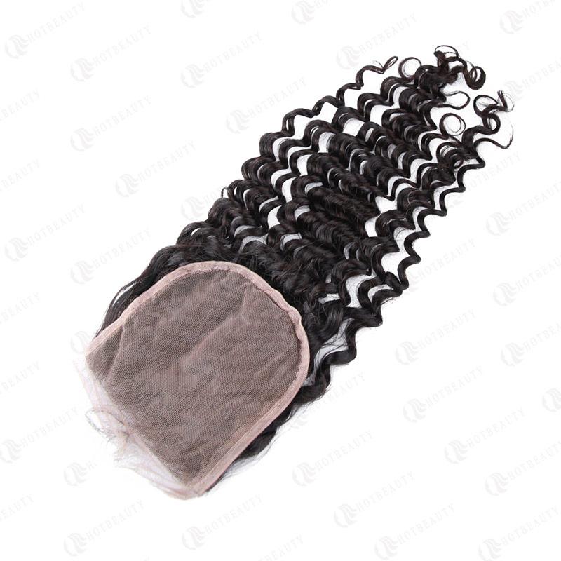 100% Human Virgin Hair 4*4 Lace Closure Deep Wave
