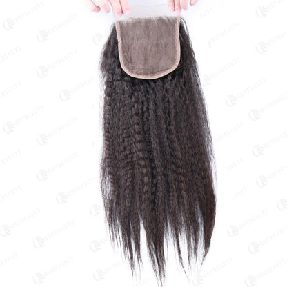 100% Human Virgin Hair 4*4 Lace Closure Kinky Straight