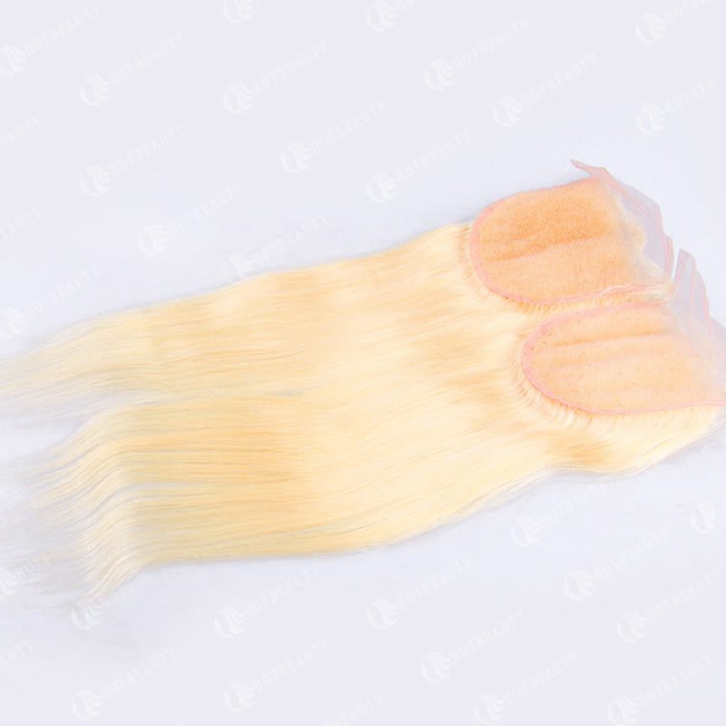 613 Blonde Straight Virgin Human Hair 4x4 Lace Closure Free Part