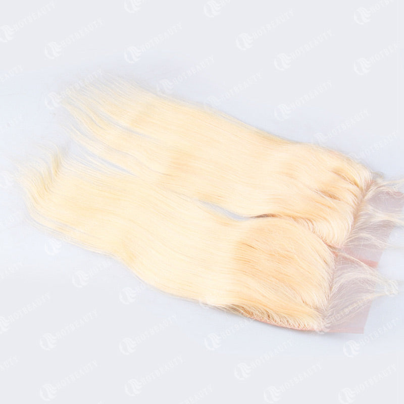 613 Blonde Straight Virgin Human Hair 4x4 Lace Closure Free Part