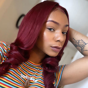 Hot Beauty Hair Burgundy Color Glueless Closure Lace Wig