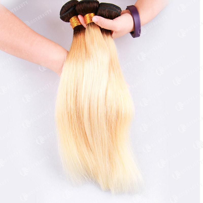 Hot Beauty Hair 1B/613 Ombre Blonde 3 Bundles Virgin Human Hair  Straight