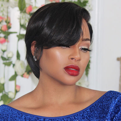 Short Pixie Cut Side Part Frontal Lace Wig