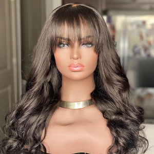 Light Wispy Bang Body Wave Closure Lace Wig
