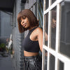 Honey Brown Glueless Bob Wig With Bang 8"