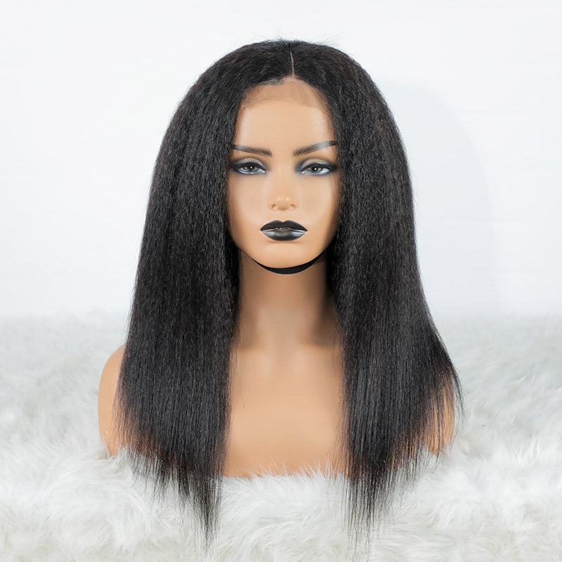 Hot Beauty Hair 16inches Kinky Straight 4x4 Lace Closure Wig