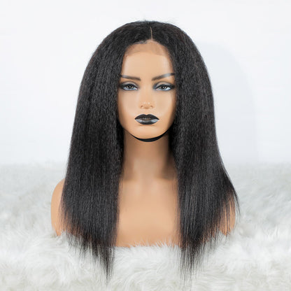 Hot Beauty Hair 16inches Kinky Straight 4x4 Lace Closure Wig