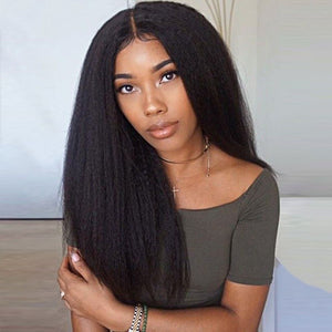 Hot Beauty Hair 16inches Kinky Straight 4x4 Lace Closure Wig