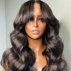 Light Wispy Bangs Closure Lace Wig Body Wave